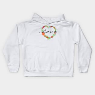 Love Flower Wreath Kids Hoodie